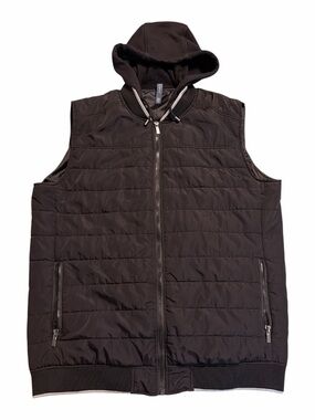 ZARA MAN weather rain resistant hiking Black Puffer Vest zip hoodie outdoors xxl